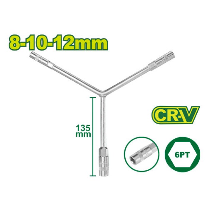 DYLLU - Y-տեսքով վարդակի բանալի 135 մմ (Չափս՝ 8-10-12 մմ) DTTH2101 - DTTH2101 - Բանալիներ (ключи)