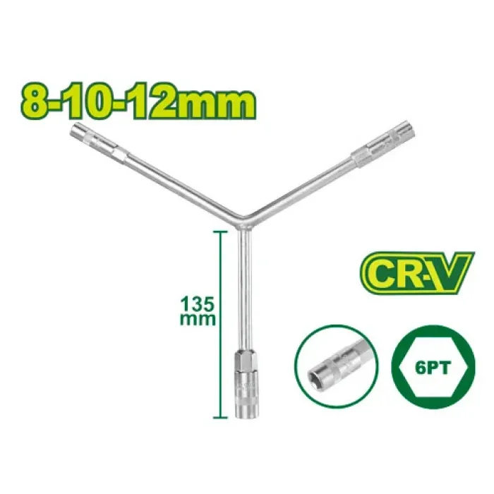 DYLLU - Y-տեսքով վարդակի բանալի 135 մմ (Չափս՝ 8-10-12 մմ) DTTH2101 - DTTH2101 - Բանալիներ (ключи)