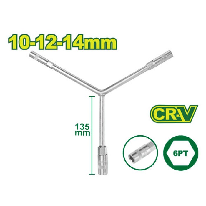 DYLLU - Y-տեսքով վարդակի բանալի 135 մմ (Չափս՝ 10-12-14 մմ) DTTH2102 - DTTH2102 - Բանալիներ (ключи)