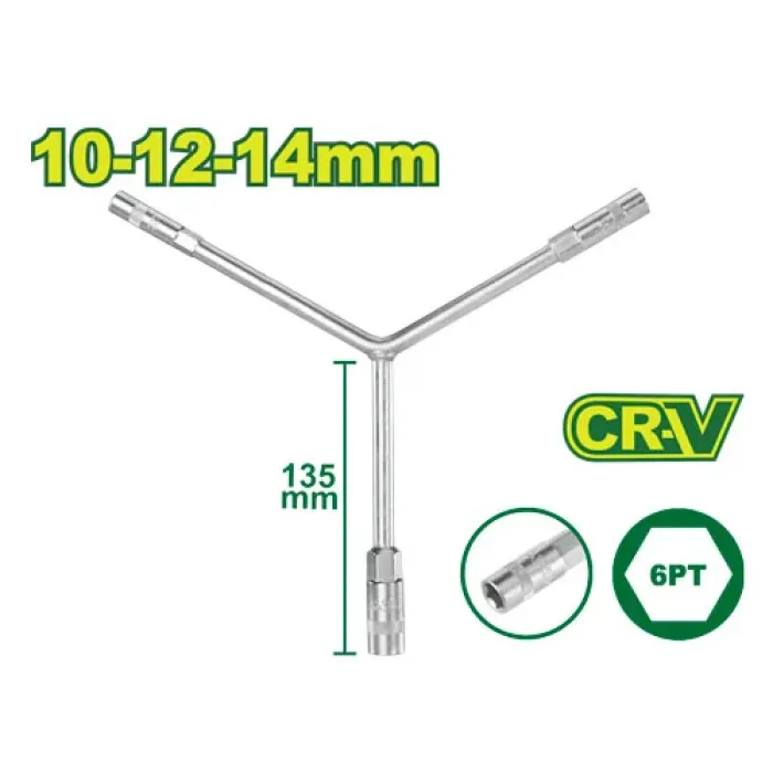 DYLLU - Y-տեսքով վարդակի բանալի 135 մմ (Չափս՝ 10-12-14 մմ) DTTH2102 - DTTH2102 - Բանալիներ (ключи)