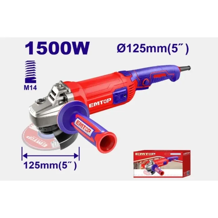 EMTOP  - Անկյունային Հղկող Մեքենա Emtop EAGR15053 – Բալգարկա 1500Վտ, 125մմ սկավառակի տրամագիծ - EAGR11053 - ԱՀՄ (Բալգարկաներ)