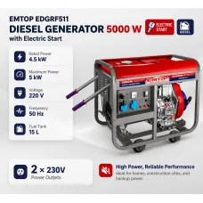 Դիզելային գեներատոր (մեկնարկիչով) 5000 Վտ EMTOP EDGRF511