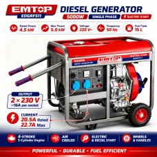 Դիզելային գեներատոր (մեկնարկիչով) 5000 Վտ EMTOP EDGRF511