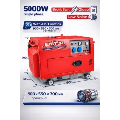 Դիզելային գեներատոր (մեկնարկիչով) 5000 Վտ EMTOP EDGRS511-1 ձայնամեկուսիչ կափարիչով ԱՓՀ(ATS) -ով