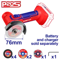 Մարտկոցային Անկյունային Հղկող Մեքենա - (Փոքր Բալգարկա) |EMTOP ELAG7601 20Վ, 76մմ 