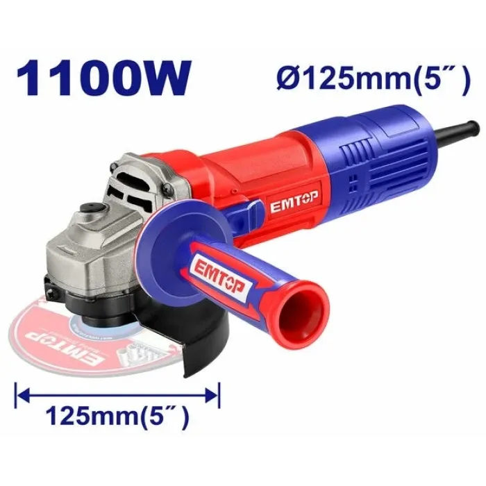 EMTOP EAGR11051 անկյունային հղկող մեքենա՝ 1100 Վտ, 125 մմ սկավառակ