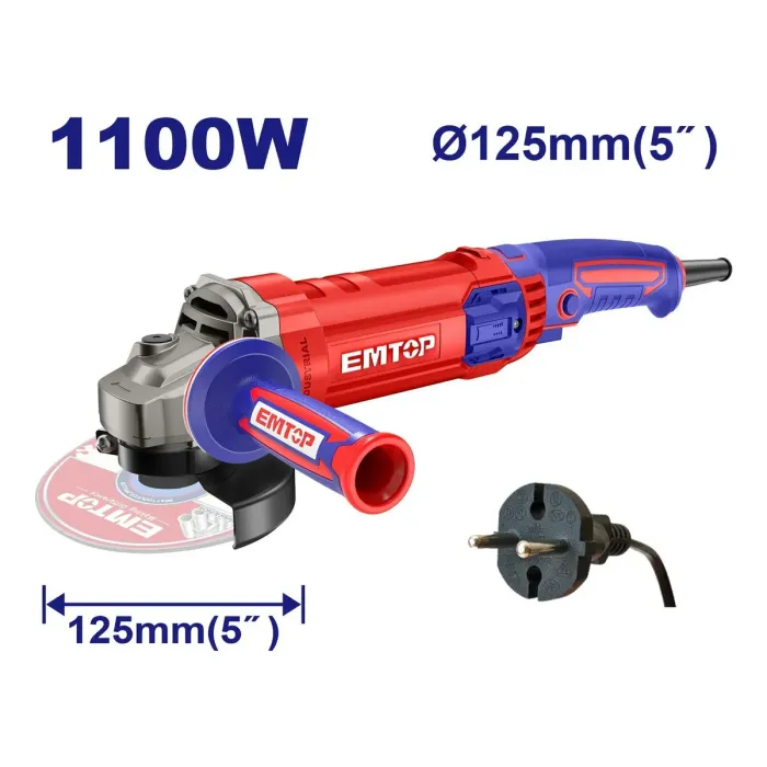 EMTOP EAGR11053 անկյունային հղկող մեքենա՝ 1100 Վտ, 125 մմ սկավառակ