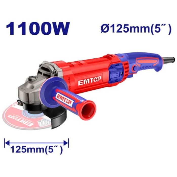 EMTOP EAGR11053 անկյունային հղկող մեքենա՝ 1100 Վտ, 125 մմ սկավառակ
