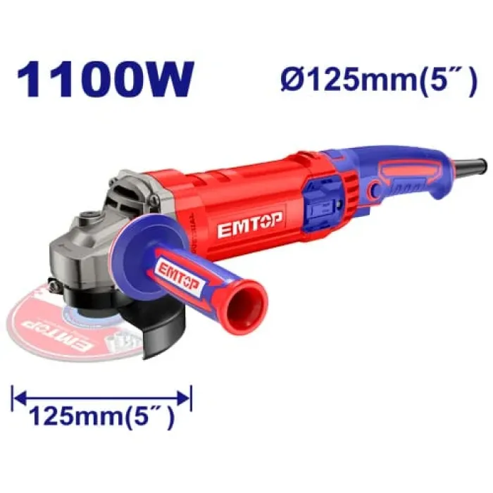 EMTOP EAGR11053 անկյունային հղկող մեքենա՝ 1100 Վտ, 125 մմ սկավառակ