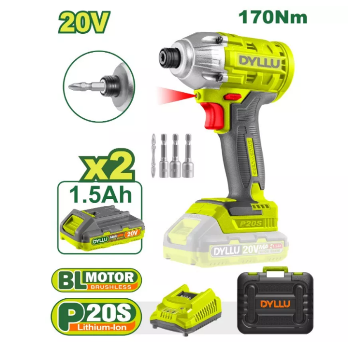 Cordless Impact Driver 20 V / 1.5 A / 170 Nm / Brushless motor / DTCD1512