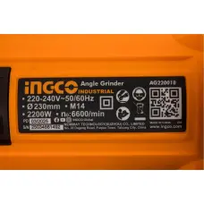 Угловая шлифовальная машина 2200 Вт, 230 мм — INGCO AG220018