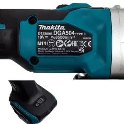 Մարտկոցային անկյունային հղկիչ 18 Վ, 125 մմ Makita DGA504Z