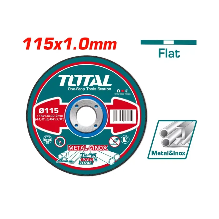 Диск отрезной по металлу 115x1.0x22.2 мм TOTAL TAC2101151