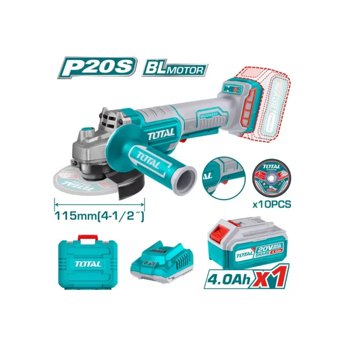 TotalTools - Լիթիում - իոնային Անկյունային Հղկող Մեքենա - Բալգարկա - TAGLI2111561 - ԱՀՄ (Բալգարկաներ)