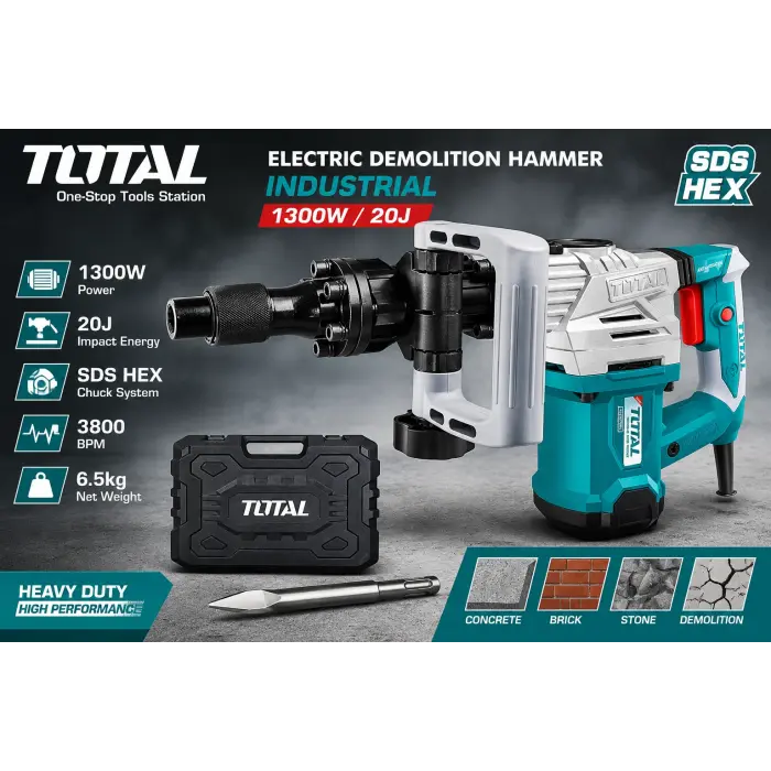 Էլեկտրական հարվածային մուրճ INDUSTRIAL 1300 Վտ SDS HEX 20 Ջ արտադրական դաս
