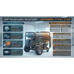 Բենզինային գեներատոր եռաֆազ 6300 Վտ(220 Վ) /19000 Վտ(380 Վ) 19000 Վտ TOTAL TP1200006T-1 ԱՓՀ(ATS) -ով