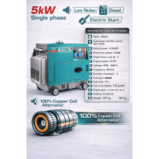 Դիզելային գեներատոր (մեկնարկիչով)  5000 Վտ TOTAL TP250001 ձայնամեկուսիչ կափարիչով