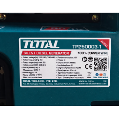 Դիզելային գեներատոր (ստարտերով) 5000 Վտ եռաֆազ TOTAL TP250003 (հոսանքի փոխանցման ավտոմատ կառավարման համակարգ)