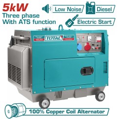 Դիզելային գեներատոր (ստարտերով) 5000 Վտ եռաֆազ TOTAL TP250003 (հոսանքի փոխանցման ավտոմատ կառավարման համակարգ)