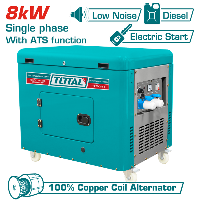 TOTAL TP280001 դիզելային անաղմուկ գեներատոր 8 կՎտ