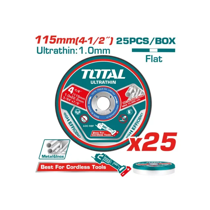 TotalTools - Բարակ մետաղական կտրող դիսկի հավաքածու - TAC11011525 - Երկաթ Կտրող Սկավառակներ