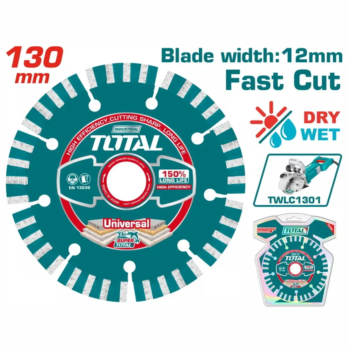 TotalTools - Ալմաստե սկավառակ չոր 130x20մմ TOTAL TAC2111301 - TAC2111301 - Ալմաստե Սկավառակներ
