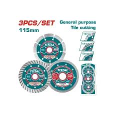Ալմաստե սկավառակների հավաքածու 3հատ 115մմ TOTAL TAC2136115