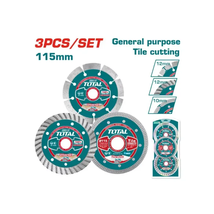 TotalTools - Ալմաստե սկավառակների հավաքածու 3հատ 115մմ TOTAL TAC2136115 - TAC2136115 - Ալմաստե Սկավառակներ