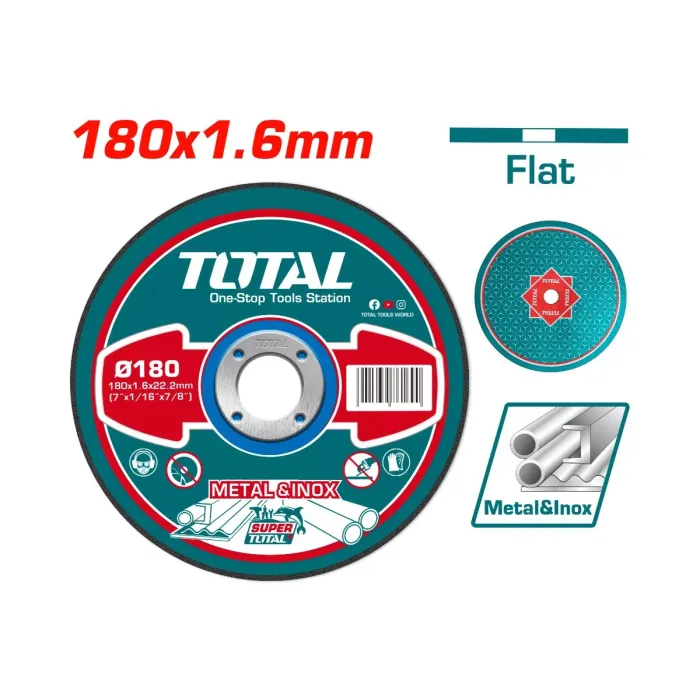 TotalTools - Մետաղ կտրող սկավառակ 180x1.6x22.2 մմ TOTAL TAC2161801 - TAC2161801 - Երկաթ Կտրող Սկավառակներ