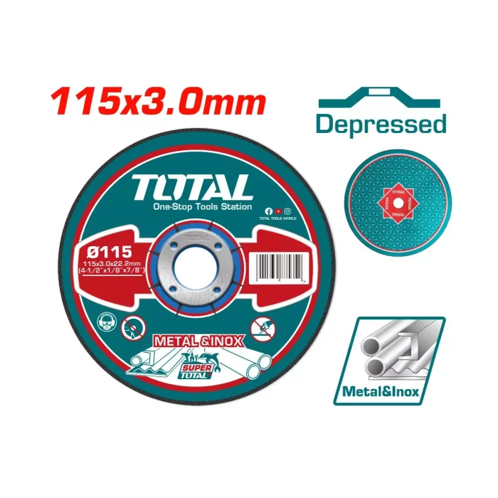TotalTools - Մետաղ հղկող սկավառակ 115x3.0x22.2 մմ TOTAL TAC2211152 - TAC2211152 - Երկաթ Կտրող Սկավառակներ