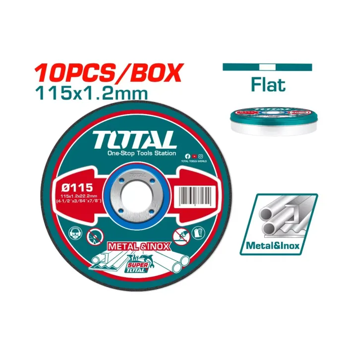 TotalTools - Փաթեթում - 10 հատ հղկանյութային կտրող դիսկ 115 մմ - TAC2211155 - Երկաթ Կտրող Սկավառակներ