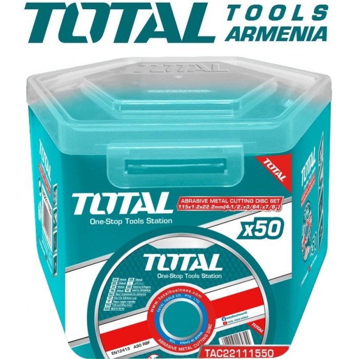 TotalTools - Հղկող , կտրող սկավառակների հավաքածու 50 հատ - TAC22111550 - Երկաթ Կտրող Սկավառակներ