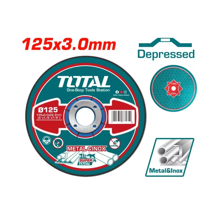 TotalTools - Մետաղ հղկող սկավառակ 125x3.0x22.2 մմ TOTAL TAC2211251 - TAC2211251 - Երկաթ Կտրող Սկավառակներ