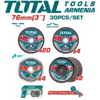 Կտրող և հղկող սկավառակների հավաքածու 30 հատ TOTAL TAC97630