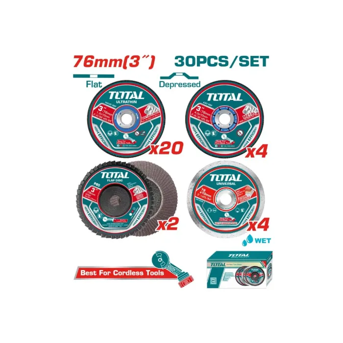 TotalTools - Կտրող և հղկվող սկավառակների հավաքածու - TAC97630 - Երկաթ Կտրող Սկավառակներ