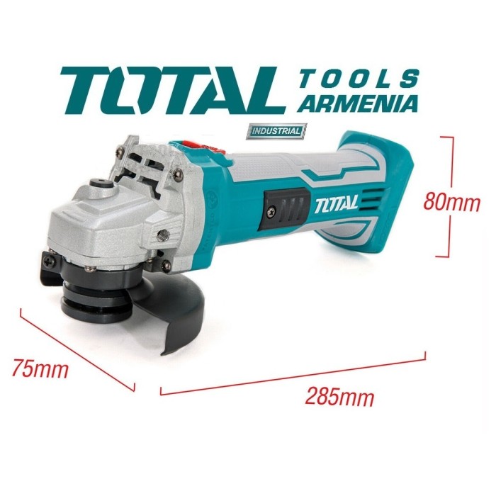TotalTools - Անկյունային հղկող մեքենա (ԱՀՄ) - Բալգարկա մարտկոցով / 20Վ / 2Ա-4Ա /115մմ / Արտադրական / INDUSTRIAL - TAGLI1151 - ԱՀՄ (Բալգարկաներ)
