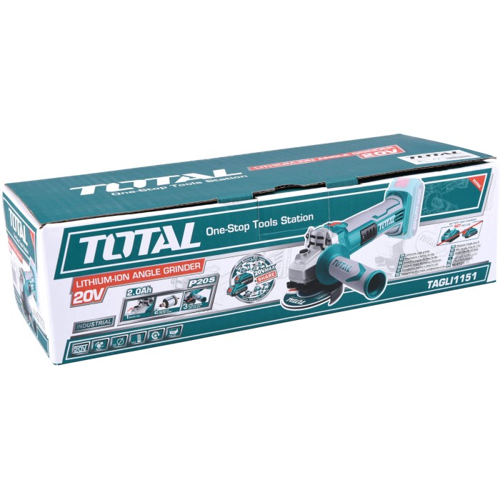 TotalTools - Անկյունային հղկող մեքենա (ԱՀՄ) - Բալգարկա մարտկոցով / 20Վ / 2Ա-4Ա /115մմ / Արտադրական / INDUSTRIAL - TAGLI1151 - ԱՀՄ (Բալգարկաներ)