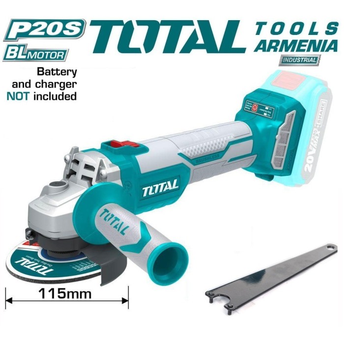 TotalTools - Անկյունային հղկող մեքենա (ԱՀՄ) - Բալգարկա մարտկոցով / Անխոզանակ շարժիչ / 20Վ / 2Ա-4Ա / 115մմ / Արտադրական / INDUSTRIAL - TAGLI1152 - ԱՀՄ (Բալգարկաներ)