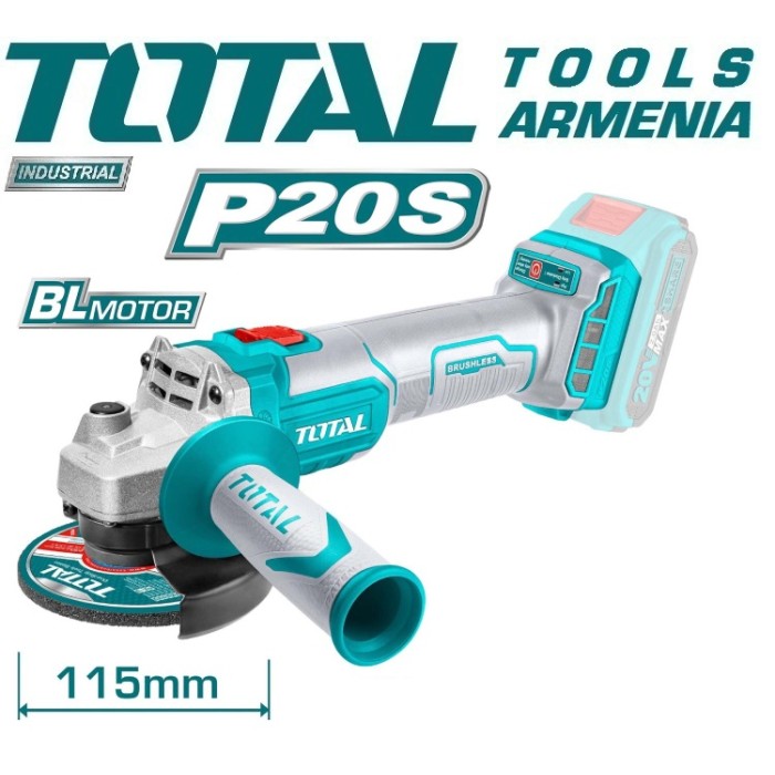 TotalTools - Անկյունային հղկող մեքենա (ԱՀՄ) - Բալգարկա մարտկոցով 20 Վ - TAGLI2011582 - ԱՀՄ (Բալգարկաներ)