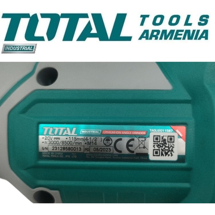 TotalTools - Անկյունային հղկող մեքենա 115մմ 20V - TAGLI2011587 - ԱՀՄ (Բալգարկաներ)