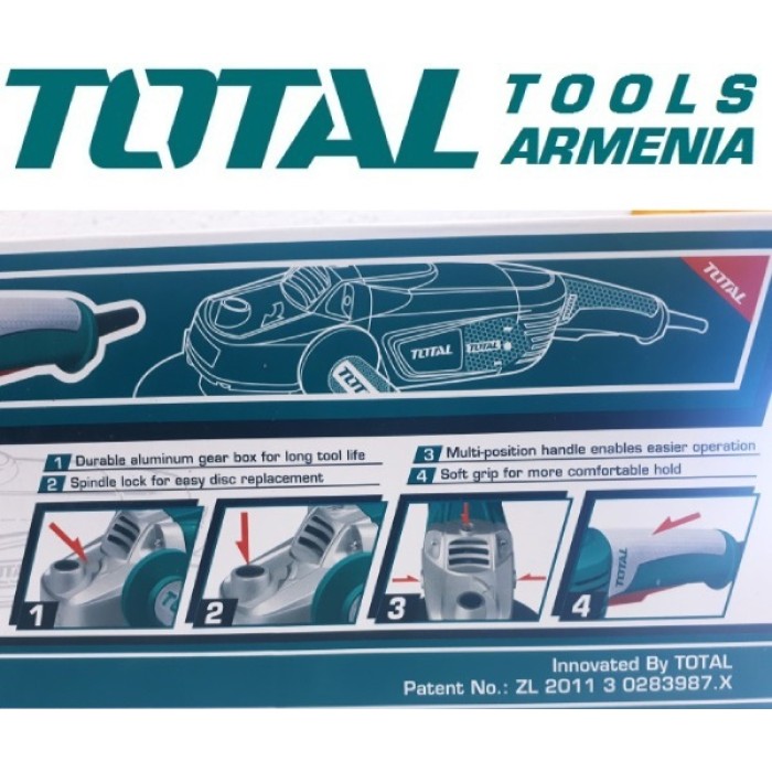 TotalTools - Անկյունային հղկող մեքենա (ԱՀՄ) - Բալգարկա /2000Վատտ/180մմ - TG1201806 - ԱՀՄ (Բալգարկաներ)
