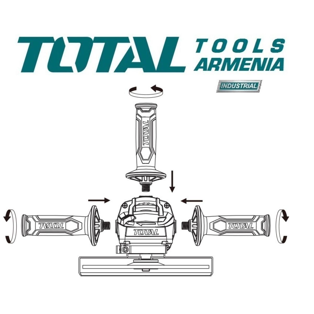 TotalTools - Անկյունային հղկող մեքենա (ԱՀՄ) - Բալգարկա /2400Վատտ/230մմ/Արտադրական/INDUSTRIAL - TG1252306 - ԱՀՄ (Բալգարկաներ)