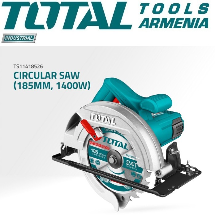 TotalTools - Էլ. սղոց 1400 Վտ/185մմ TOTAL TS11418526 - TS11418526 - Շրջանաձև սղոց(Ցիրկուլ)