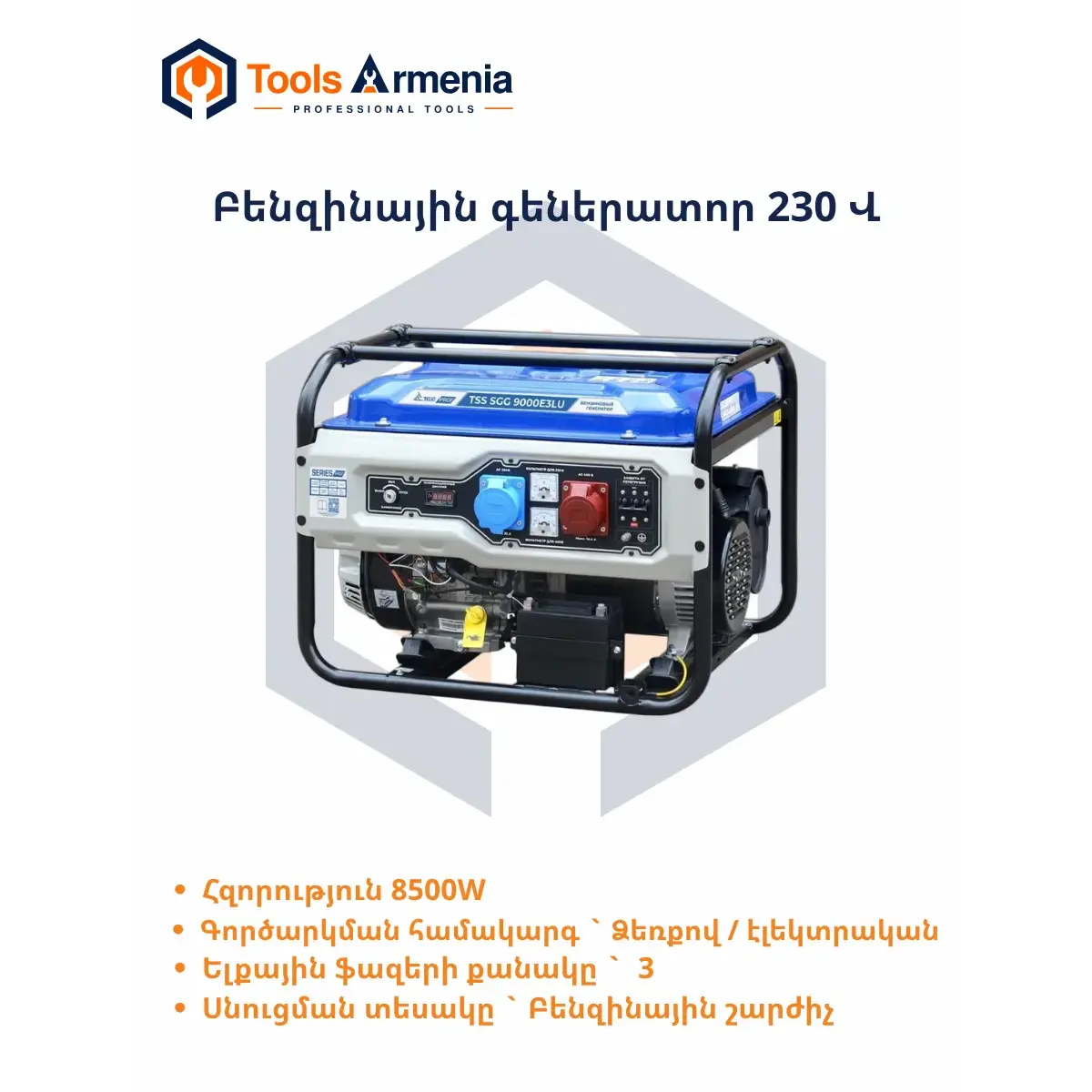 TSS SGG 9000E3LU բենզինային գեներատոր՝ հիմնական տեսք